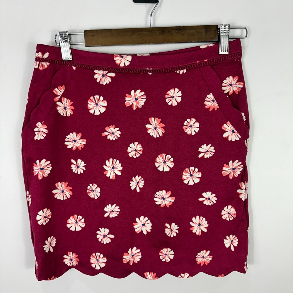 Skies Are Blue Floral Mini Skirt Small Scalloped Romantic Garden Party Cottage‎